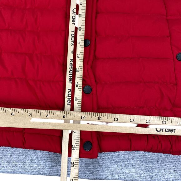 Bcbg Maxazria Quilted Puffer Jacket - Detachable Hood- Womens M Red Eco Friendly - Picture 13 of 16